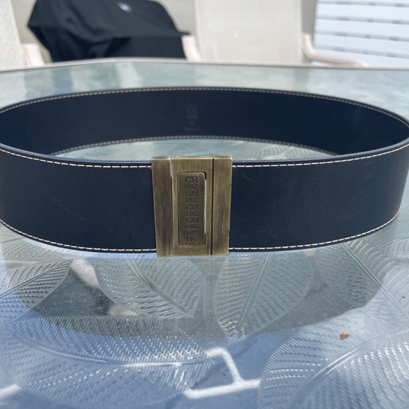 New Carolina Herrera Leather Belt Size Medium Black, Original Made in Spain - Picture 6 of 9